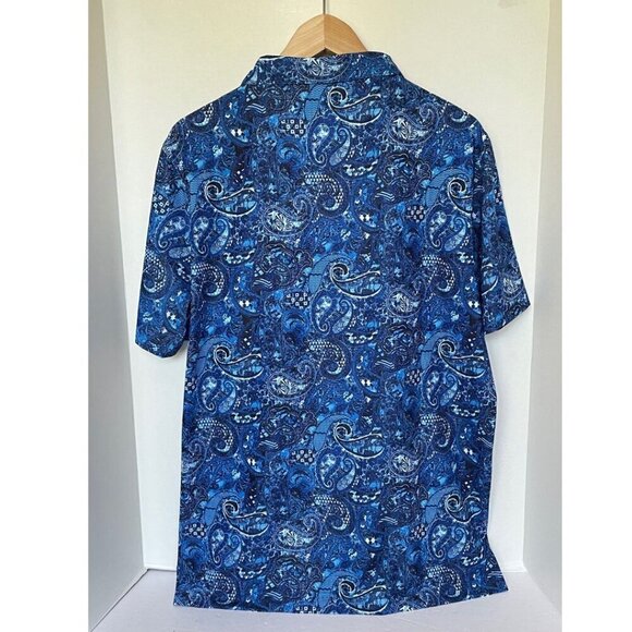 Robert Graham Polo Shirt Mens Large Blue Paisley Classic Fit Rugby Golf Pullover - Picture 2 of 5